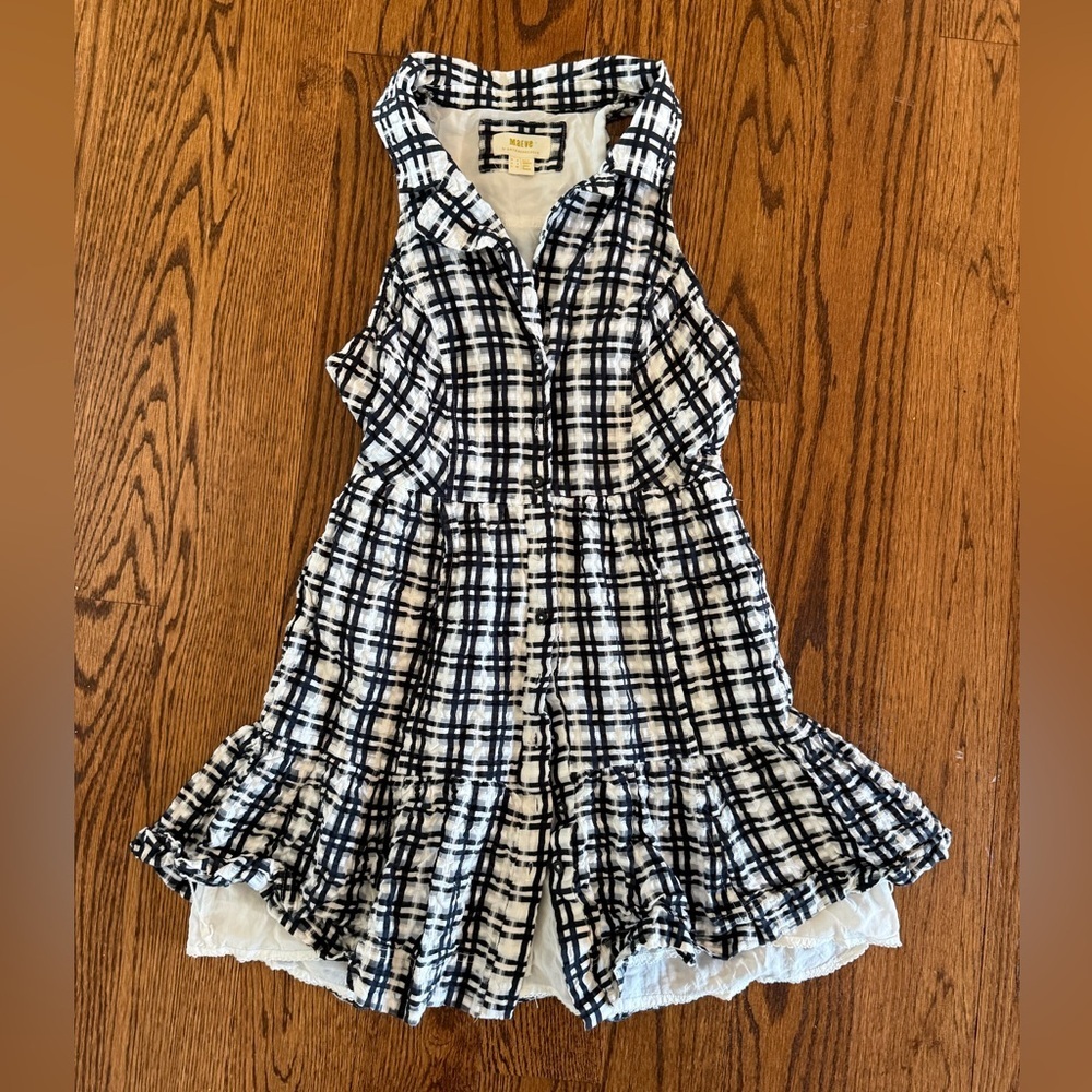 Anthropologie Maeve Navy and White Plaid Dress